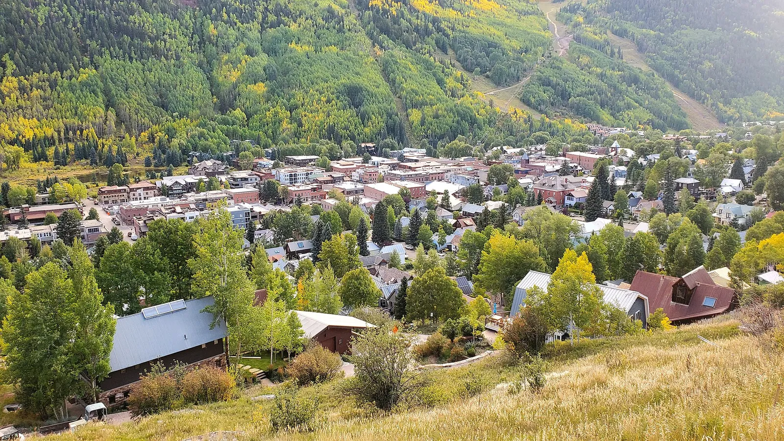 Telluride, Colorado, seen from Imogene Pass; the town was one of the Equity Estates destinations