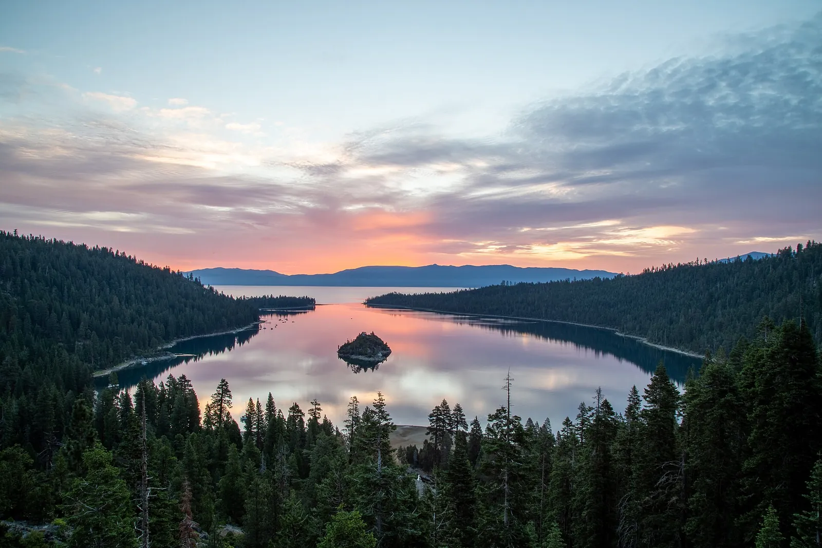 Emerald Bay on Lake Tahoe, California, a destination that turned up in the portfolios of several clubs in the archive